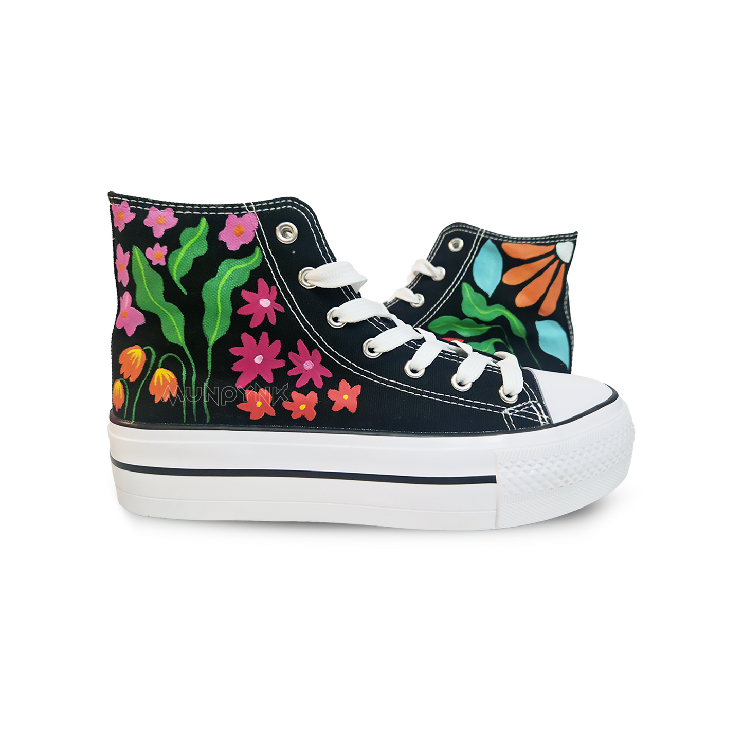 Platform Black Shoes / Flores