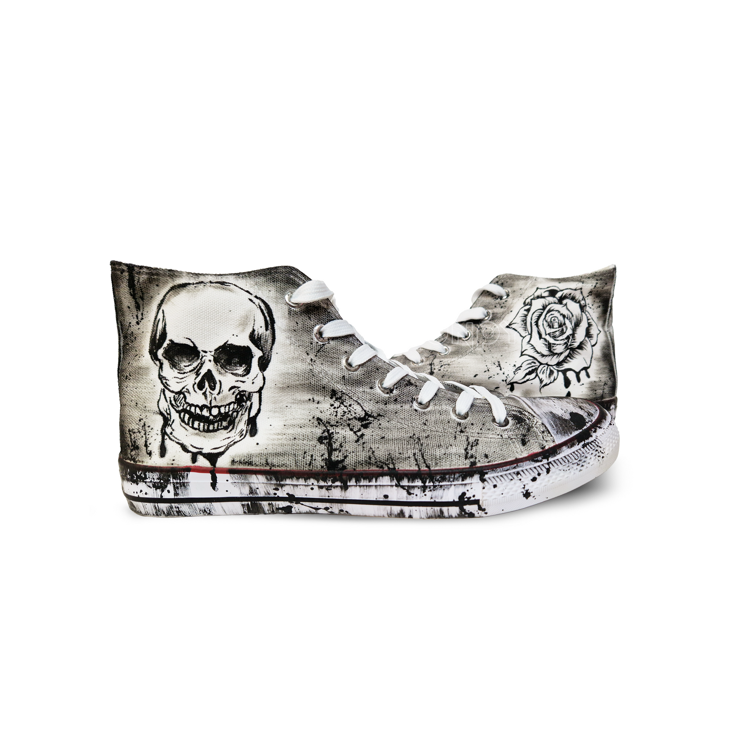 Zapatilla Munpynk Rosa y Calavera / Blanco y Negro - MUNPYNK