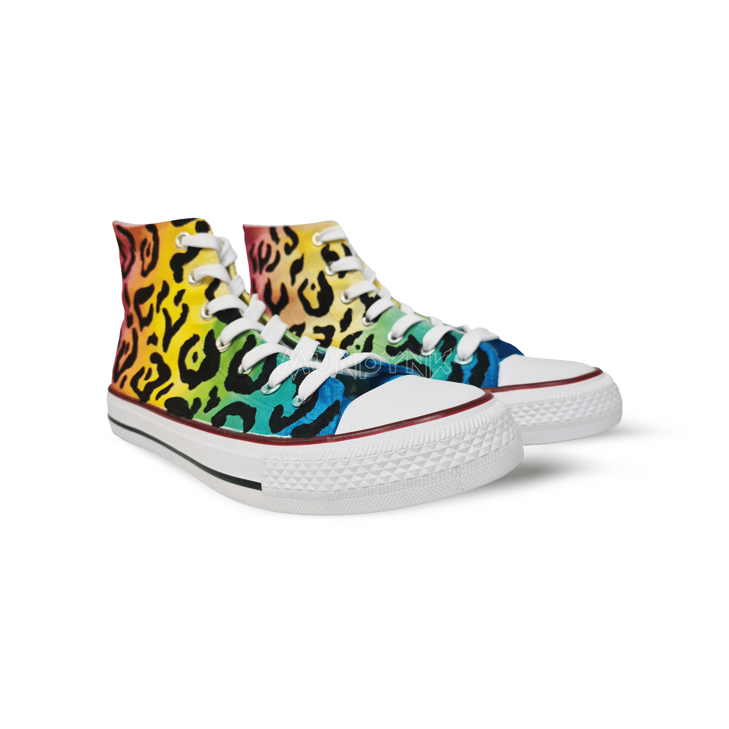 animal print arcoiris zapatillas de tela con cordones blanco