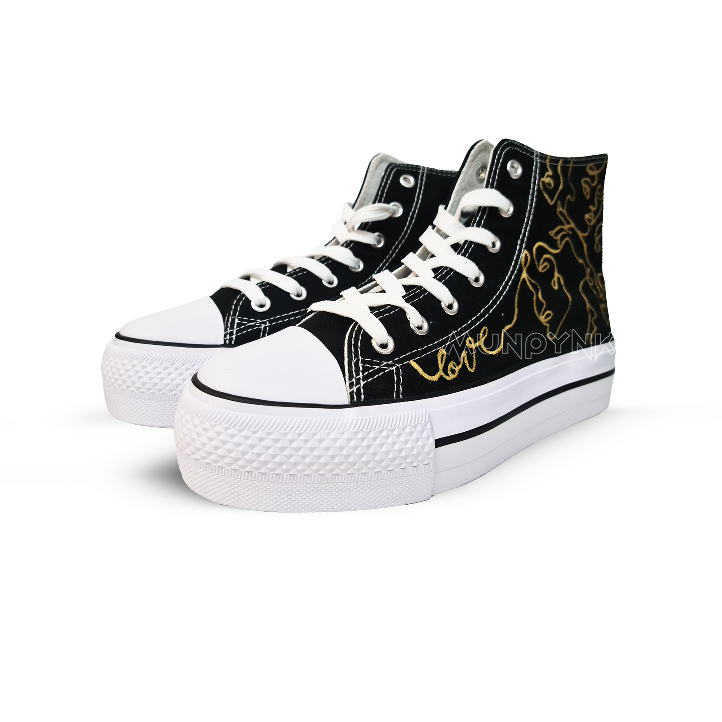 Zapatillas Pintadas Platform / Golden line art / Black