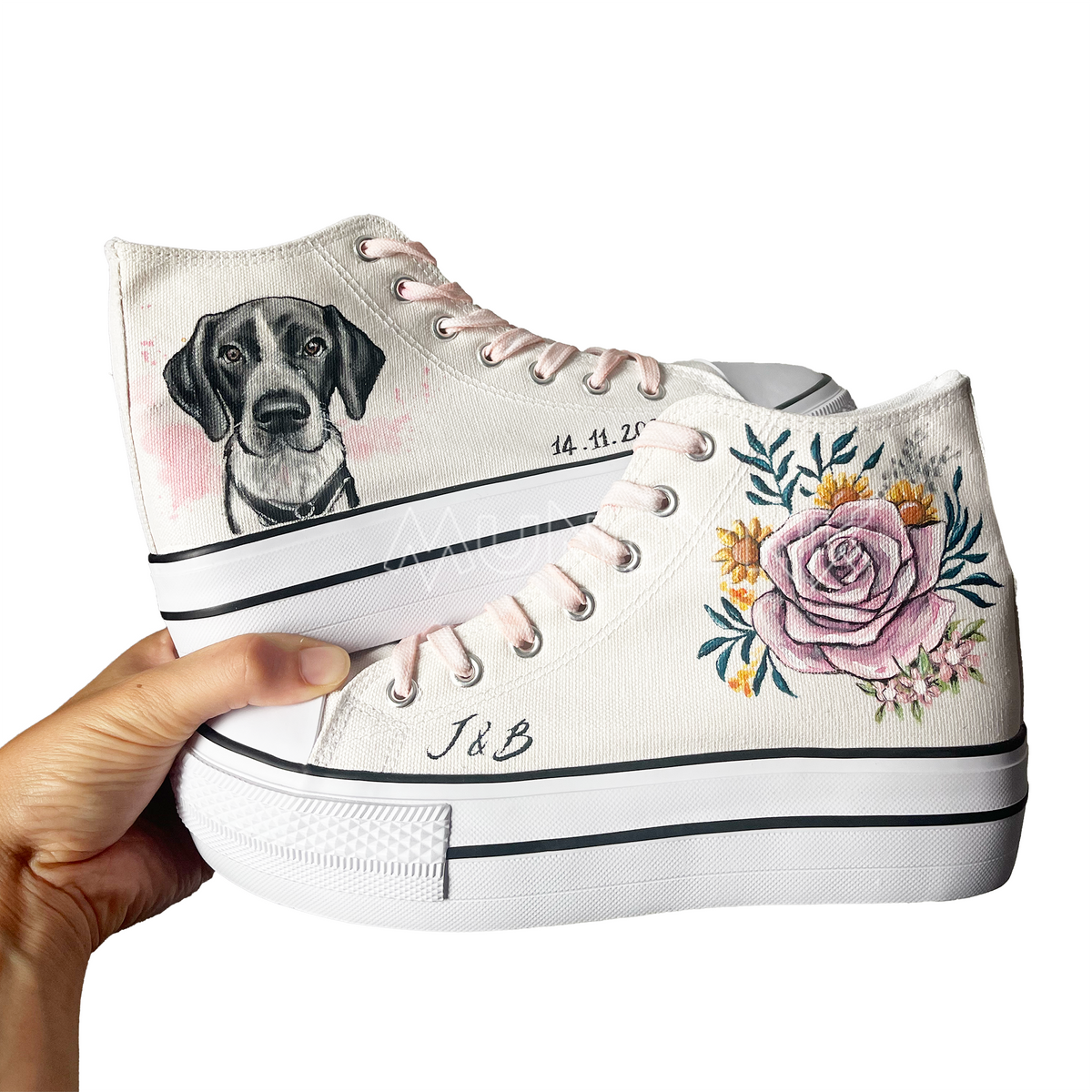 Zapatillas Pintada Platform / Mascota + Flores