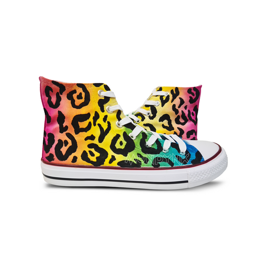 animal print arcoiris zapatillas de tela con cordones blanco