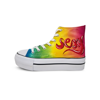 Zapatillas Pintadas Platform / Sexy + lips / Arcoíris