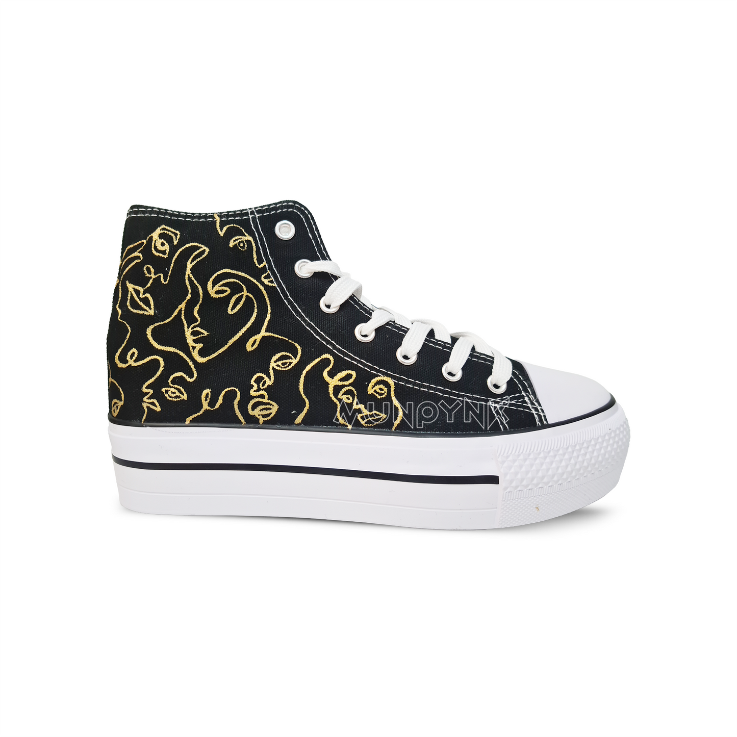 Zapatillas Pintadas Platform / Golden line art  / Black