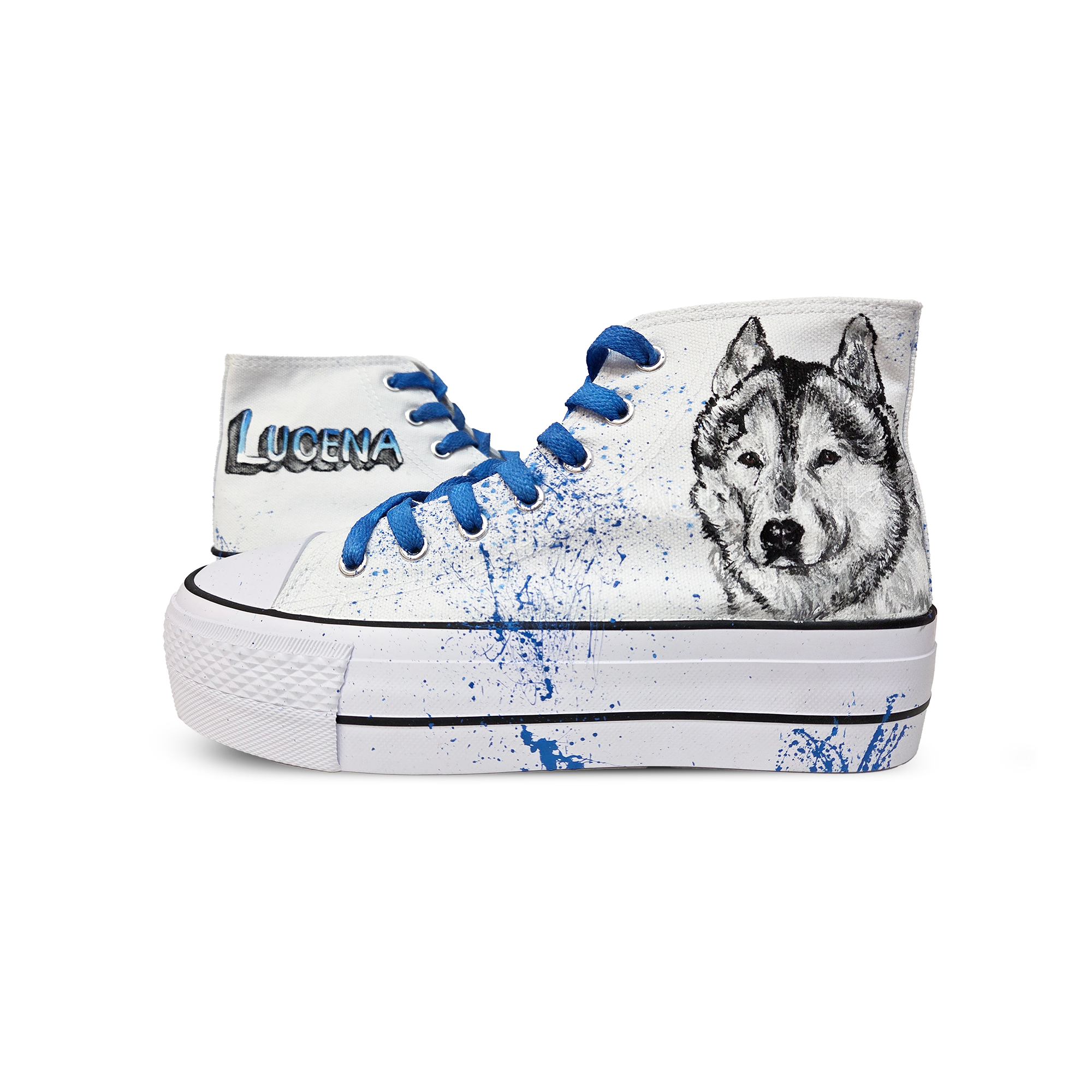 zapatillas-pintadas-platform-mascota-retrato-husky