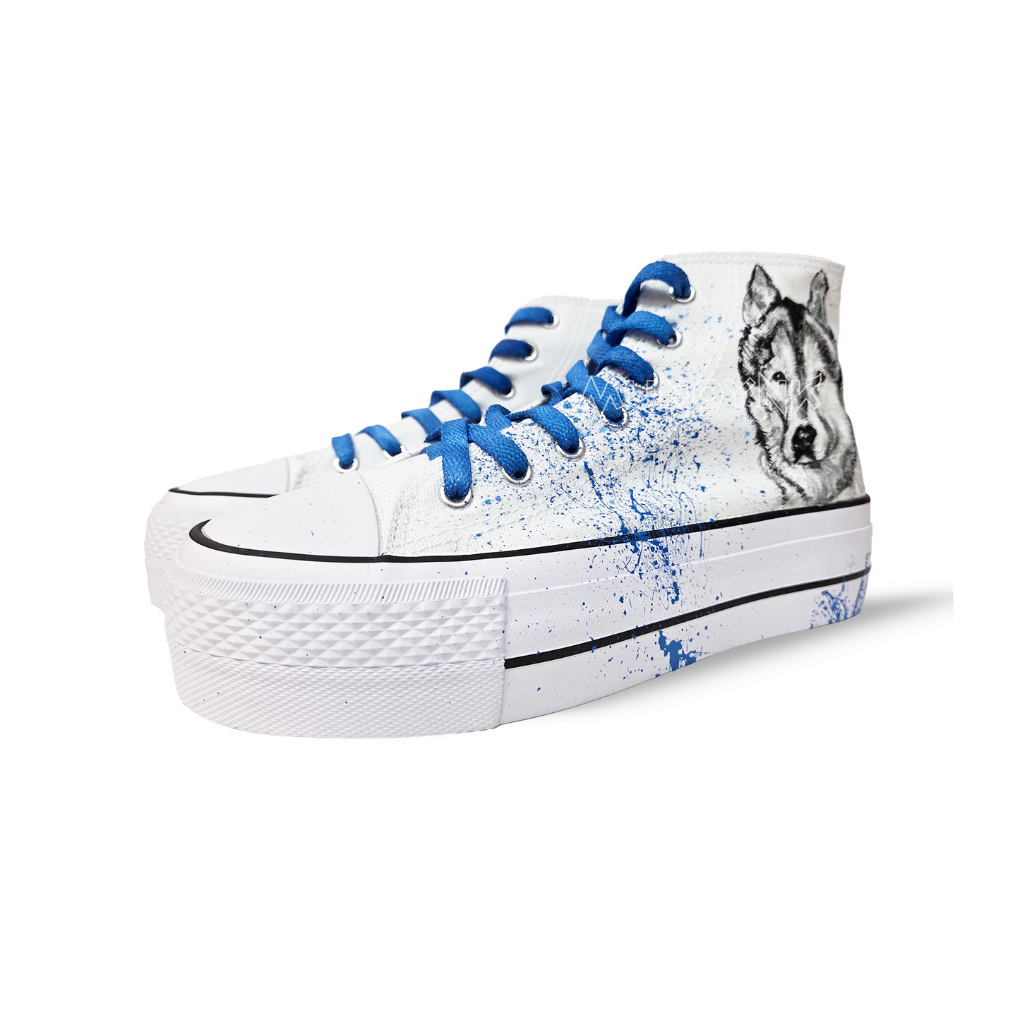 Zapatillas Pintadas Platform  / Mascota Retrato Husky