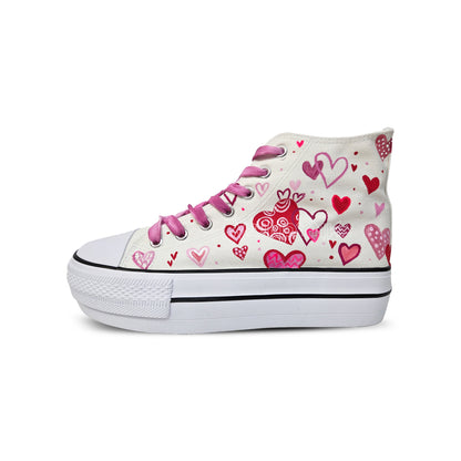 Zapatillas Pintadas Platform / Patrón de corazónes