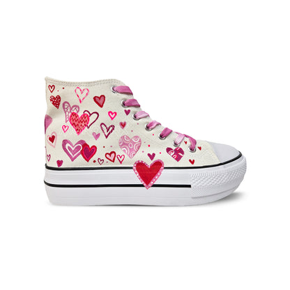 Zapatillas Pintadas Platform / Patrón de corazónes