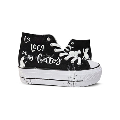 Zapatillas Pintadas Black Platform  / La Loca de Los Gatos