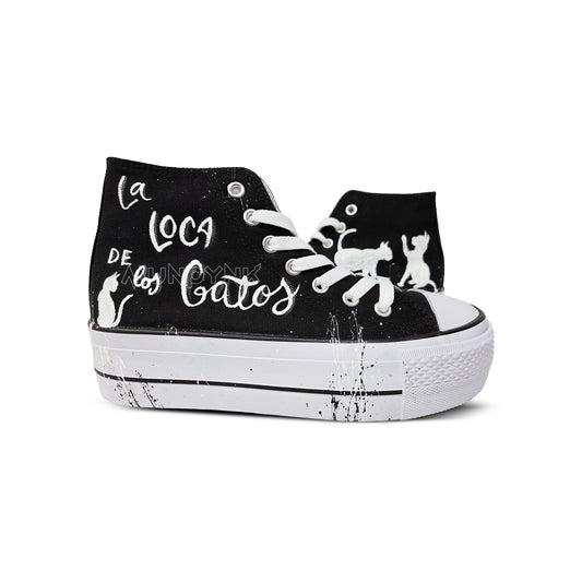 Zapatillas Pintadas Black Platform  / La Loca de Los Gatos