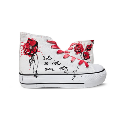 Zapatillas Pintadas Platform / Flores Rojos