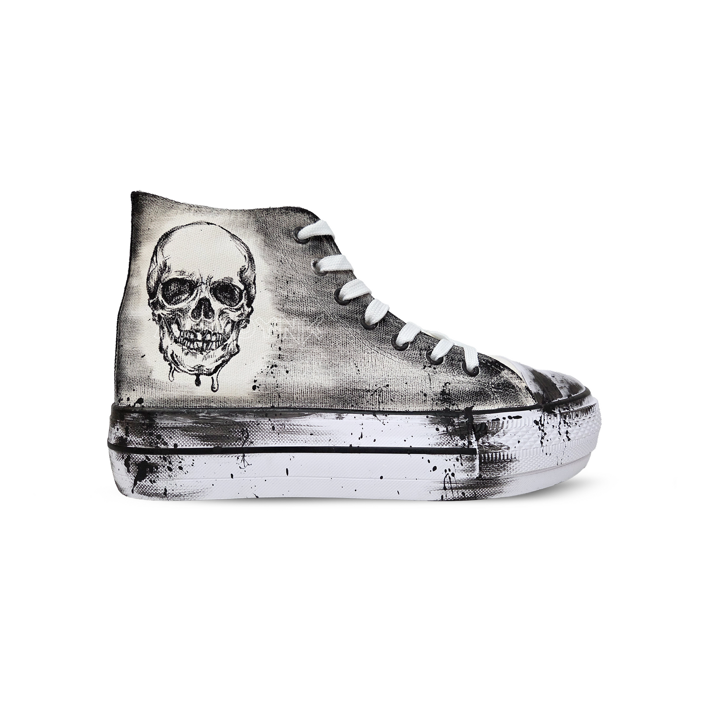 Zapatillas Pintadas Plataforma / Calavera Red Rose