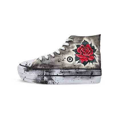 Zapatillas Pintadas Plataforma / Calavera Red Rose