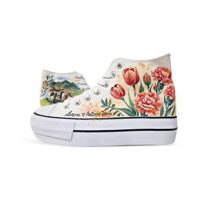 Zapatillas Pintada Platform / Castillo con Flores