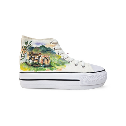 Zapatillas Pintada Platform / Castillo con Flores