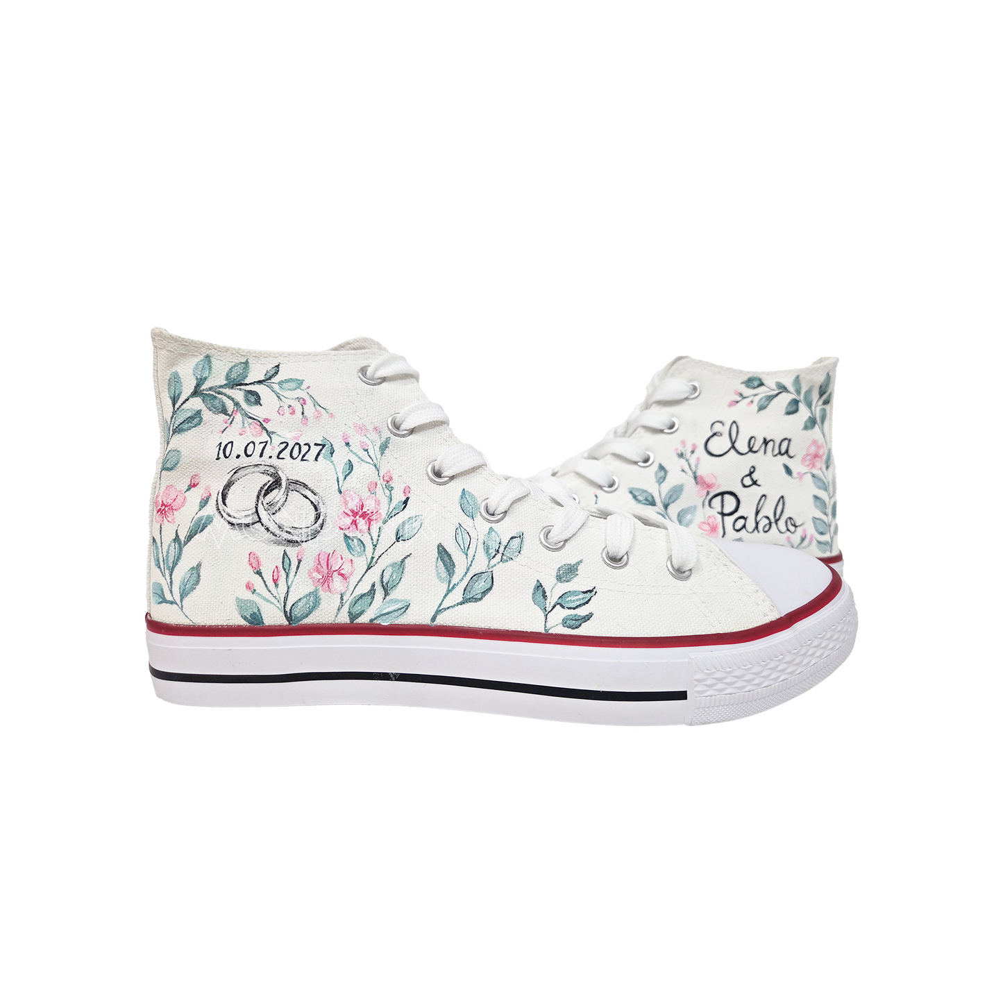 Zapatillas Pintada  / Anillos + Flores