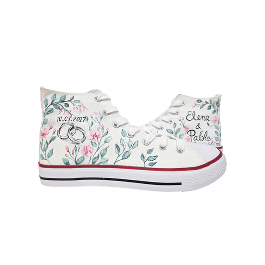 Zapatillas Pintada  / Anillos + Flores