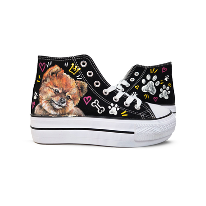 Zapatillas Pintadas Platform  / Mascota Retrato Pomerania