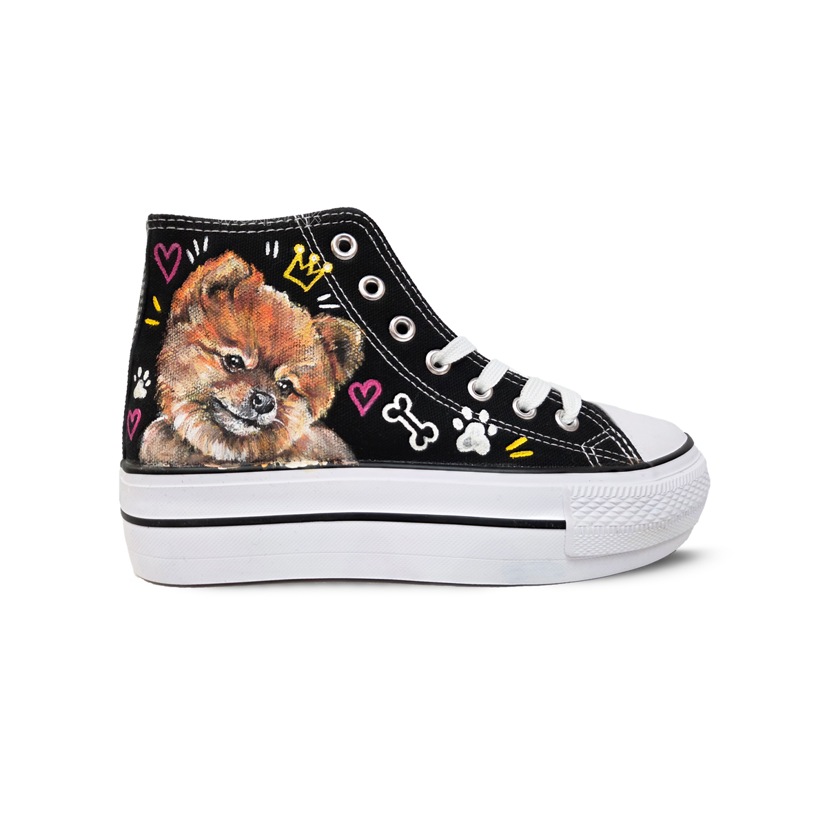 Zapatillas Pintadas Platform  / Mascota Retrato Pomerania