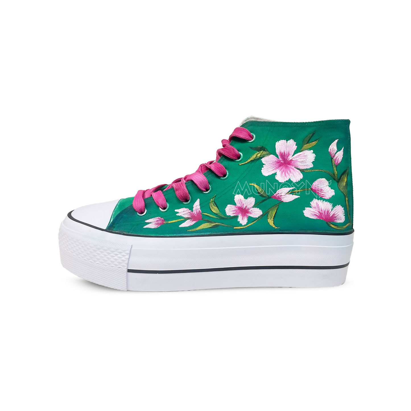 Zapatillas pintada Platform  / Frida Kahlo Retrato Verde